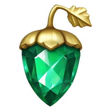 sparkling emerald Acorn like diamond with stem made of gold sticker