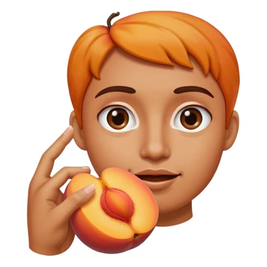 Touching the halved peach with a finger. sticker
