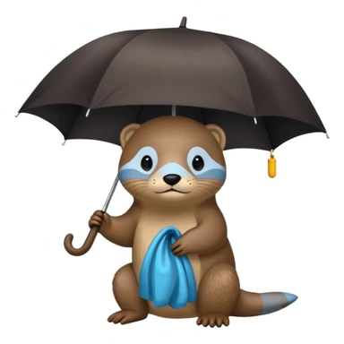 Loutre mignonne qui porte un parapluie dans sa main gauche  sticker