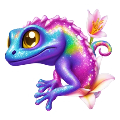 Lisa frank glitter gecko with a lily sticker