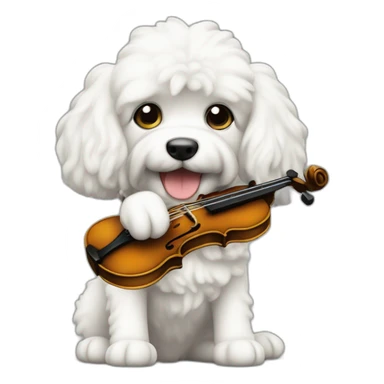 CANICHE BBLANCO CARA EDONDE TOCANDO EL VIOLÍN sticker