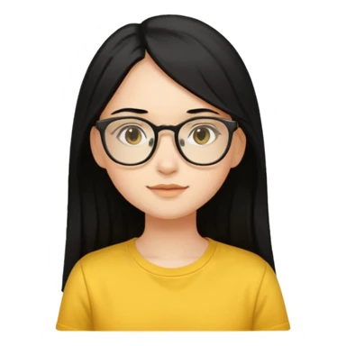 Nails cute with hello kitty wear glasses black long  hair wear, yellow shirt for circle profile picture sticker