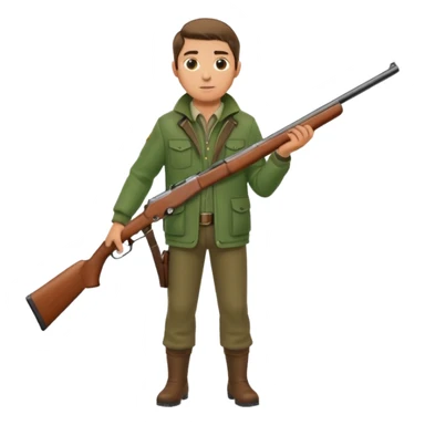 male hunter with a shotgun slung over shoulder, confident stance sticker