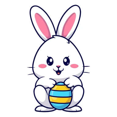 Easter bunny holding a decorated egg sticker
