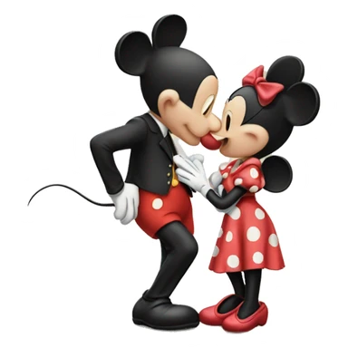 Mickey mouse and minnie mouse kissing sticker