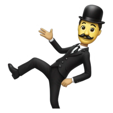 Person in black suit With Charlie Chaplin's moustache with right arm to the sky Palm to the Ground and other arm glued to the side of the body sticker