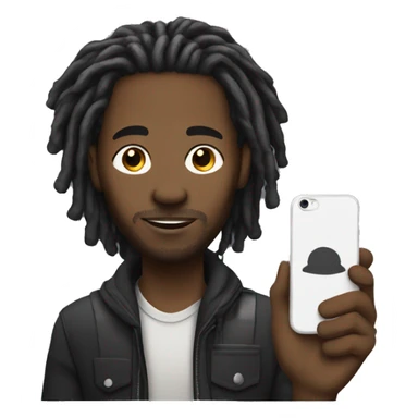 Black man with dreadlocks holding his phone sticker