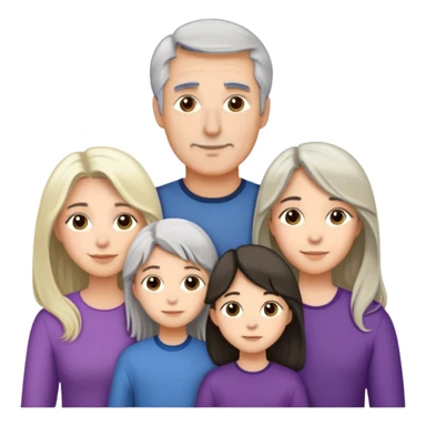 Family of five dad 65 grey hair mother 53 dark medium hair son 16 tall dark hair daughter and 15 blonde long hair daughter 11 long dark hair sticker
