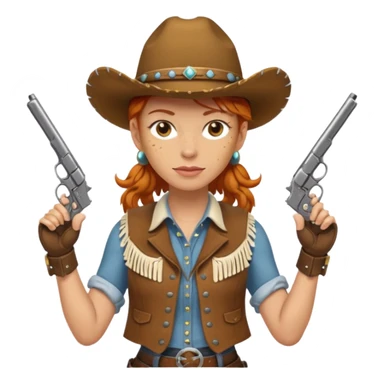 Ginger cowgirl with 2 pistols sticker