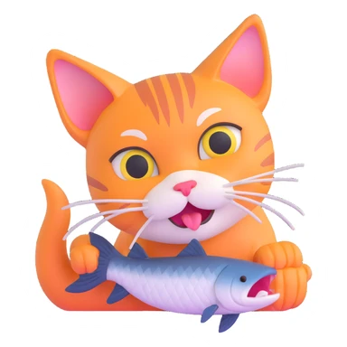 funny Thai cat eating fish sticker