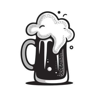 A hand-drawn beer mug with foam and bubbles sticker