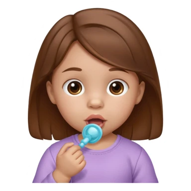 create a baby girl emoji from the 60. with brown hair and with pacifier sticker