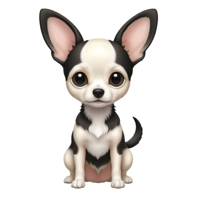 Full White and black Chihuahua - tiny, skinny and big ears. Full body sticker
