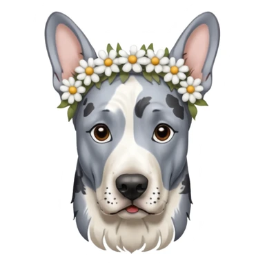 blue Merle Great Dane with a flower crown  sticker