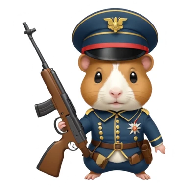 cute guinea pig dressed as a soldier, holding a small rifle sticker