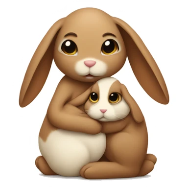 Beige bunny hugging brown bunny sticker