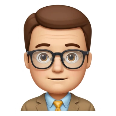 character with square glasses and square facial features, inspired by Carl Fredricksen from Up sticker