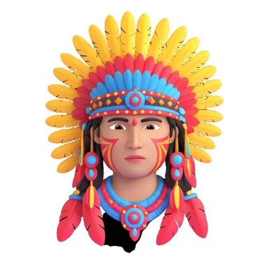 Toltec warrior with feathered headdress sticker
