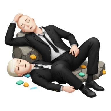 dead man full body with blazzer on floor with closed eyes sticker