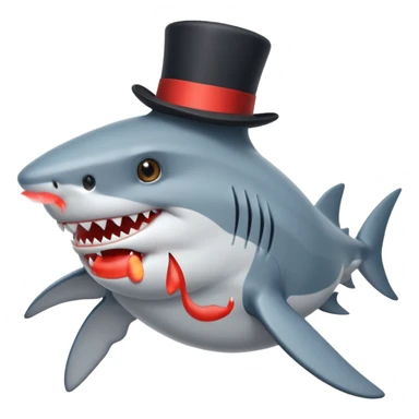 Shark with a top hat and big foot sticker
