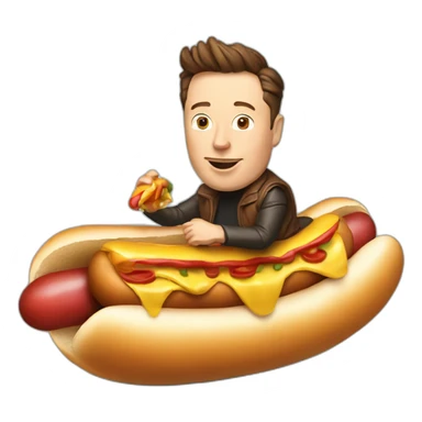 Elon musk riding a hotdog sticker