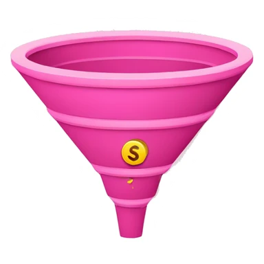 pink sales funnel with 5 levels where people fall in widest level and money fall out from smallest one sticker