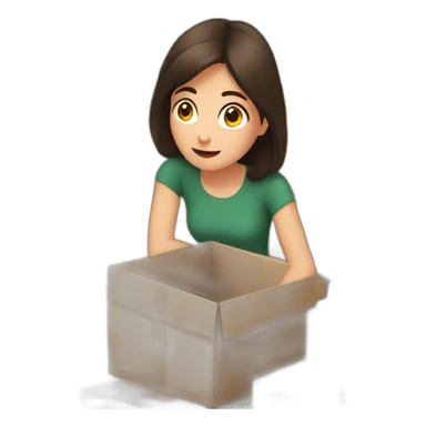 Brunette girl overwhelmed by lots of boxes sticker