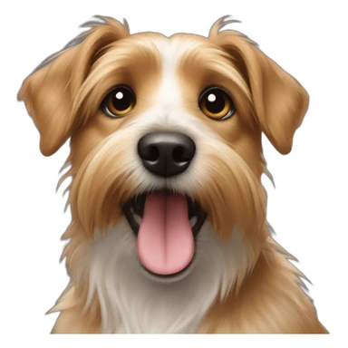 jack Russell cross apoloso cross Yorkshire terrier - long hair light brown all over - fat dog scratching itself sticker