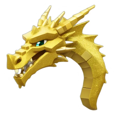 Minecraft Glitter Gold Dragon Head With Diamond Horn sticker