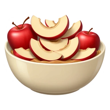 apple slices pieces in bowl with peanutbutter sticker