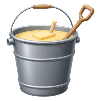 Create a butter churn bucket with stick showing  sticker