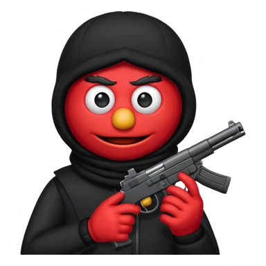 elmo with an gun and an black balaclava sticker