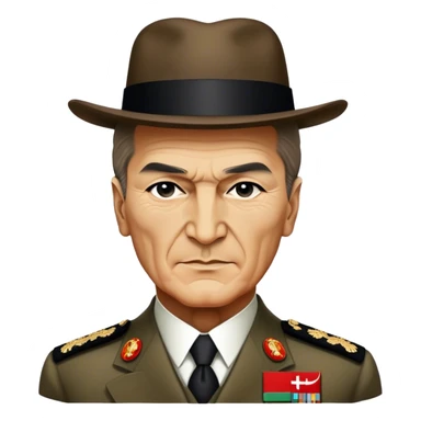 Mustafa Kemal Atatürk (statesman) in traditional hat – Cinematic Realistic Portrait of Mustafa Kemal Atatürk, depicted in dignified traditional attire with a distinctive hat, a resolute and visionary expression illuminated by warm, historic lighting, rendered with rich textures that evoke his transformative leadership. sticker