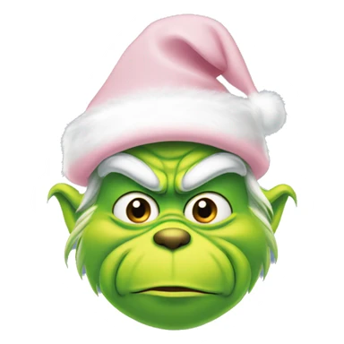 Grinch with a light pink santa hat sticker