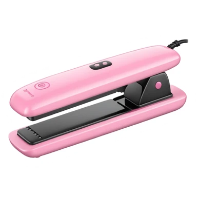 A baby pink  Hair straightener in iOS emoji style, 3D icon, plastic texture, soft reflection, minimalist design. sticker