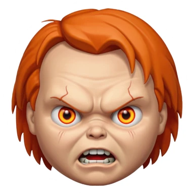 Tête de chucky énerver avec les yeux orange sticker
