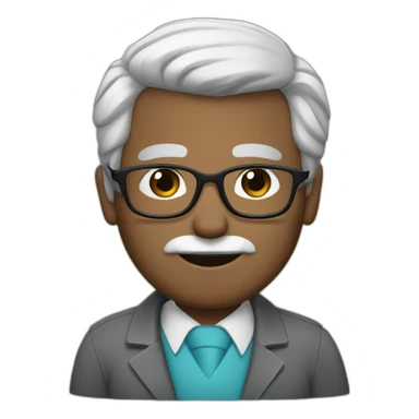 doctor with gray hair on the sides. bald in the middle, with glasses and a mustache and blue eyes sticker