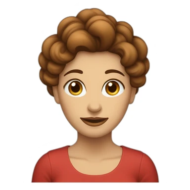 mujer con pelo pelirrojo, ondulado y hasta el pecho, con ojos marrones verdosos y muy sonriente con una mano levantada sticker