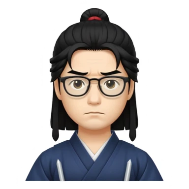 samurai, slim, long hair , glasses sticker