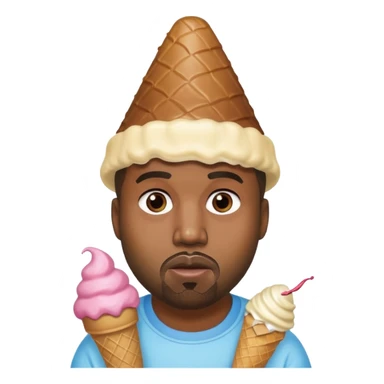 Kanye west with a ice cream hat  sticker