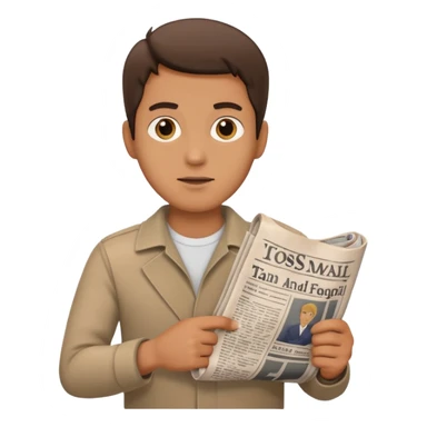 man holding rolled newspaper sticker