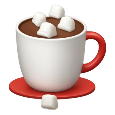 Hot chocolate with marshmallows in a little red coffee cup sticker