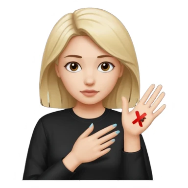 a woman who draws an X with her hand sticker