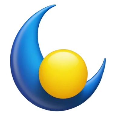 Blue crescent next to a yellow orb sphere sticker