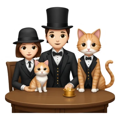 magician couple and their pet cat sticker