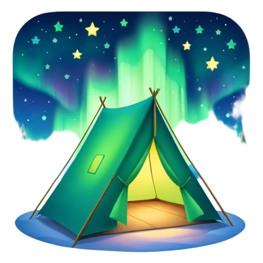 tent under aurora borealis night sky sticker