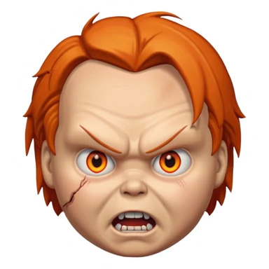 la tete de chucky avec les yeux orange enerve sticker