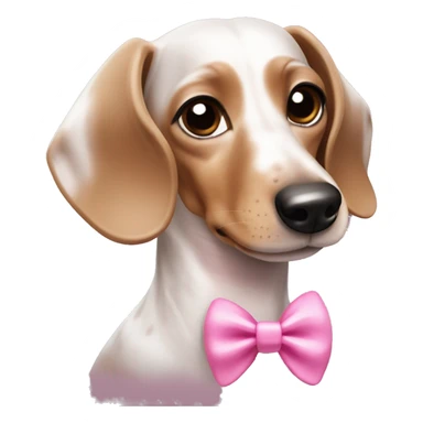 white and brown dapple dachshund with pink bow sticker