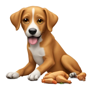 Dog eating chicken sticker