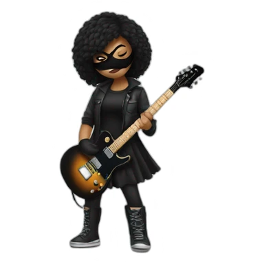 a girl with black mask and electric guitar  sticker